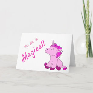 Magical PInk Unicorn Valentine`s day Card