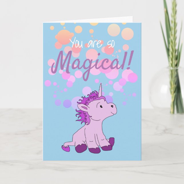 Magical PInk Unicorn Valentine`s day Card (Front)