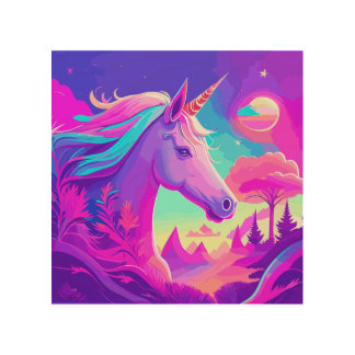 Magical Pink Unicorn Wood Wall Art