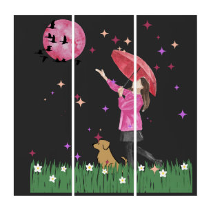 Magical Pink Watercolor 3-Piece Triptych Wall Art