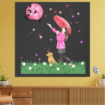 Magical Pink Watercolor Stretched Canvas Print