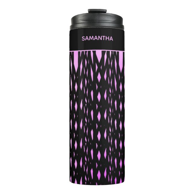 Magical Pink, White and Black Pattern Thermal Tumbler (Front)