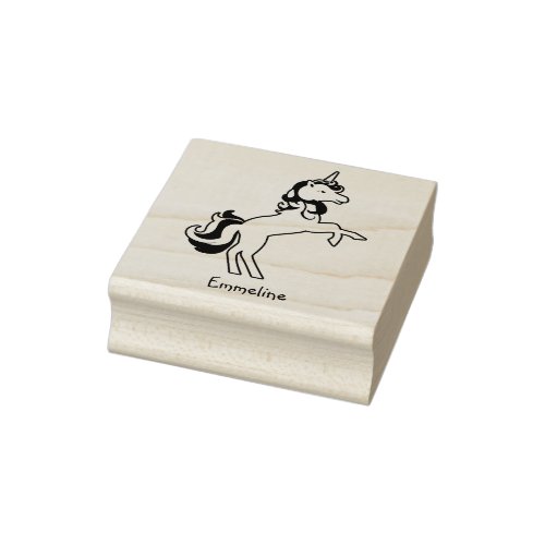Magical Playful Unicorn Horse Personalize Name Rubber Stamp