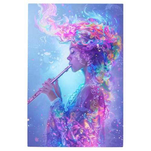  Magical Playing Flute Woman Spiritual SC4 Metal Print