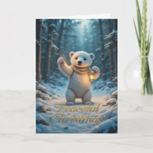 Magical Polar Bear with Lantern Cozy Winter Card