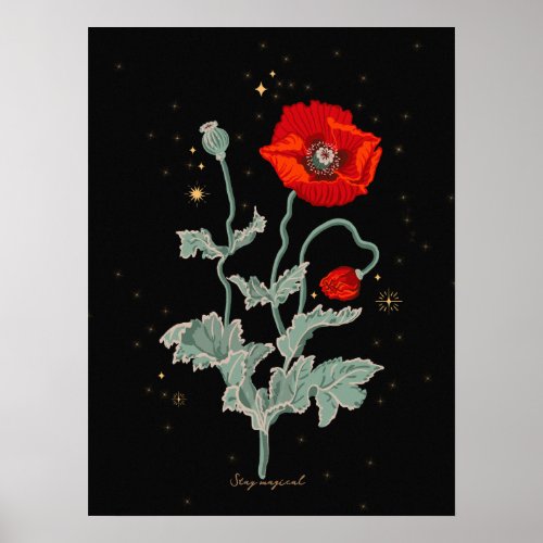 Magical poppies with celestial elements  poster