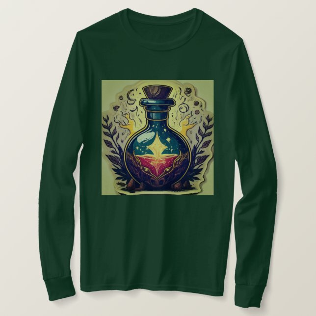 Magical Potion Bottle Sticker Design T-Shirt (Design Front)