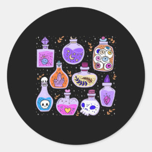 Magical Potions Bottles Witchy Halloween Print Classic Round Sticker