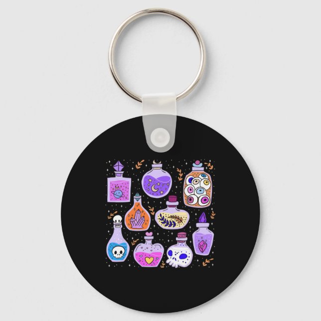 Magical Potions Bottles Witchy Halloween Print  Keychain (Front)