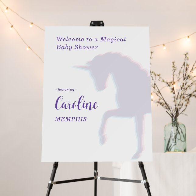 Magical Prancing Purple Unicorn Welcome Sign (In Situ (Stand))