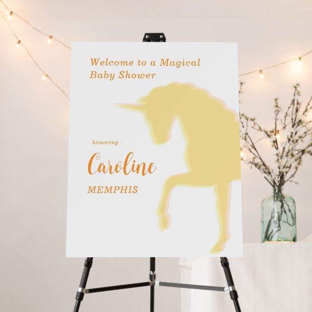 Magical Prancing Yellow Unicorn Welcome Sign (In Situ (Stand))