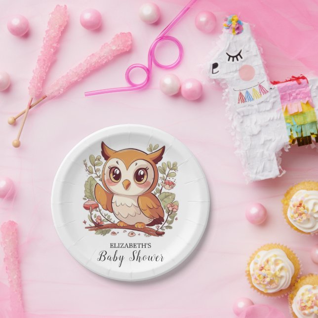 Magical Pretty Owl Baby Shower Paper Plates (Party)