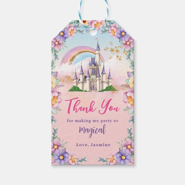 Magical Princess Castle Birthday Gift Tag (Front)