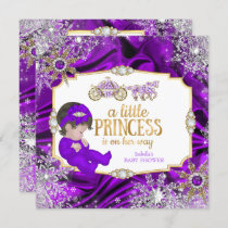 Magical Princess Girl Baby Shower Purple Brunette Invitation