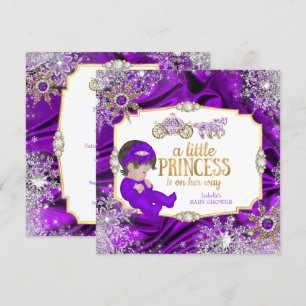 Magical Princess Girl Baby Shower Purple Brunette Invitation