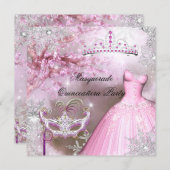 Magical Princess Quinceanera Masquerade Pink Invitation (Front/Back)