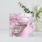 Magical Princess Quinceanera Masquerade Pink Invitation (Standing Front)