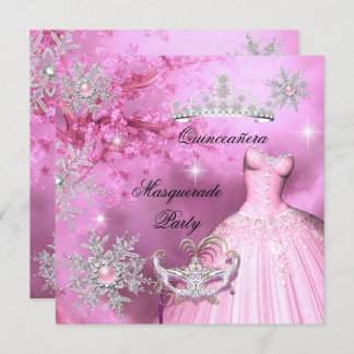 Magical Princess Quinceanera Masquerade Pink Invitation