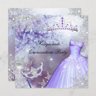 Magical Princess Quinceanera Masquerade Purple Invitation