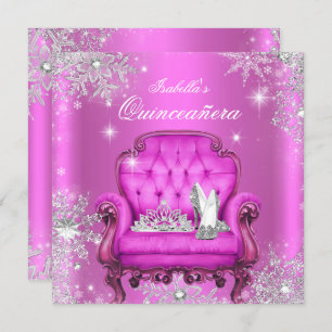 Magical Princess Quinceanera Pink Birthday Party Invitation