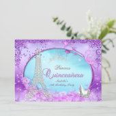 Magical Princess Quinceanera Purple Teal Blue Invitation (Standing Front)