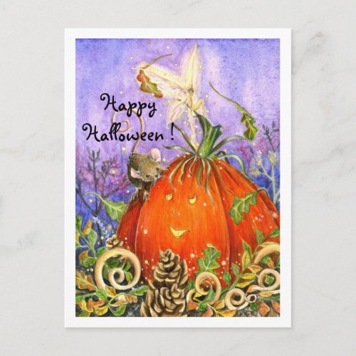 Magical Pumpkin and Little Friends Postcard