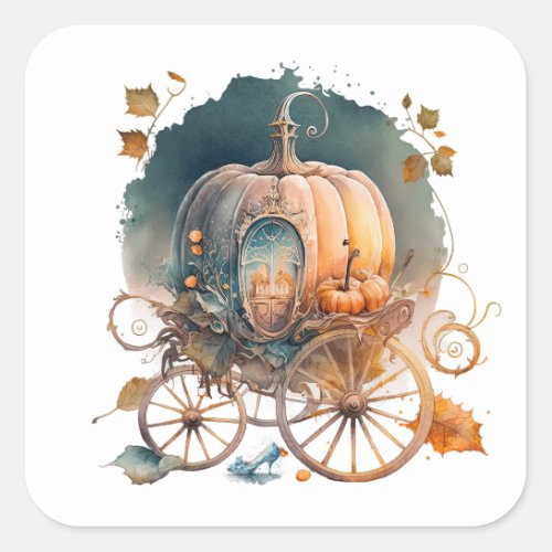 Magical Pumpkin Carriage  Square Sticker