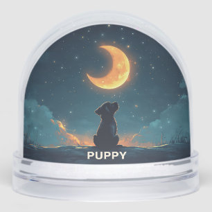 Magical Puppy at Night Snow Globe
