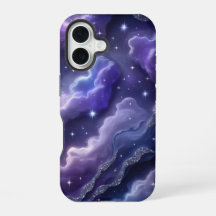 Magical Purple and Blue Nebula with Glitter Stars 