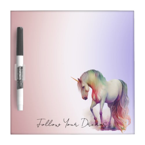 Magical Purple Blush Ombre Unicorn  Dry Erase Board