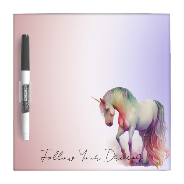Magical Purple Blush Ombre Unicorn  Dry Erase Board (Front)