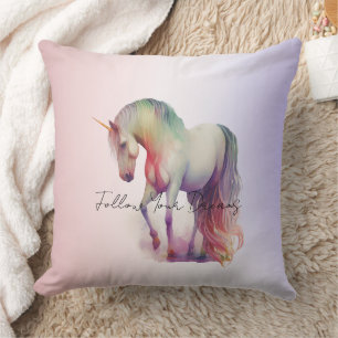 Magical Purple Blush Ombre Unicorn Glitter Throw Pillow