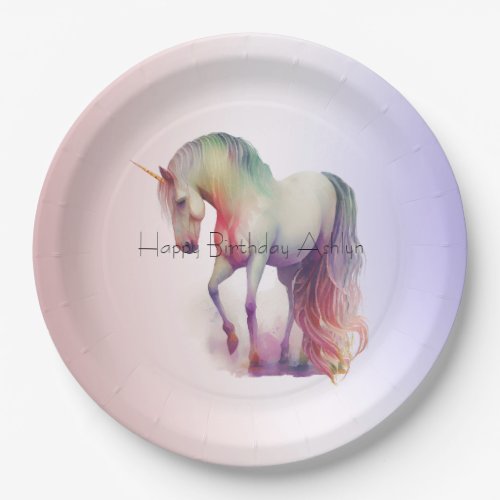 Magical Purple Blush Ombre Unicorn Paper Plates