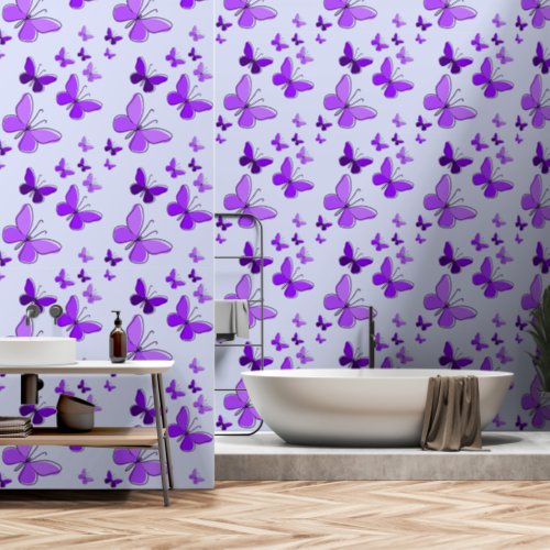 Magical Purple Butterfly Flutter Azureish White Wallpaper
