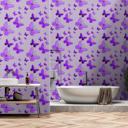 Magical Purple Butterfly Flutter Lavender Gray Wallpaper