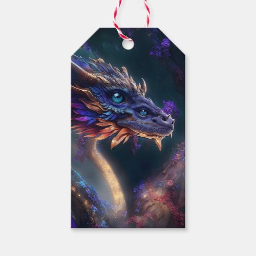 Magical purple dragon gift tags