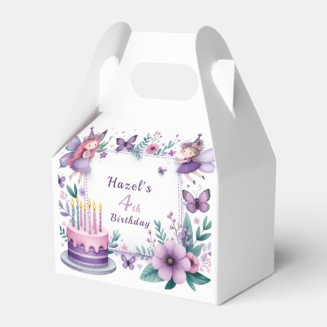 Magical Purple Fairy garden - Birthday  Favor Boxes (Front Side)