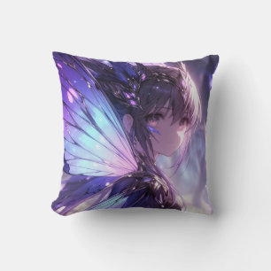 Magical purple fairy throw pillow