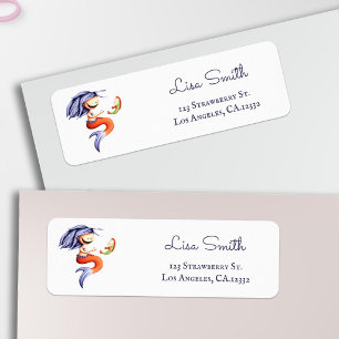Magical Purple Fish Mermaid Return Address Label