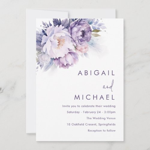 Magical Purple Floral Wedding  Invitation