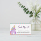 Magical Purple Unicorn Baby Shower Book Request Enclosure Card (Standing Front)