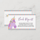 Magical Purple Unicorn Baby Shower Book Request Enclosure Card (Front/Back)