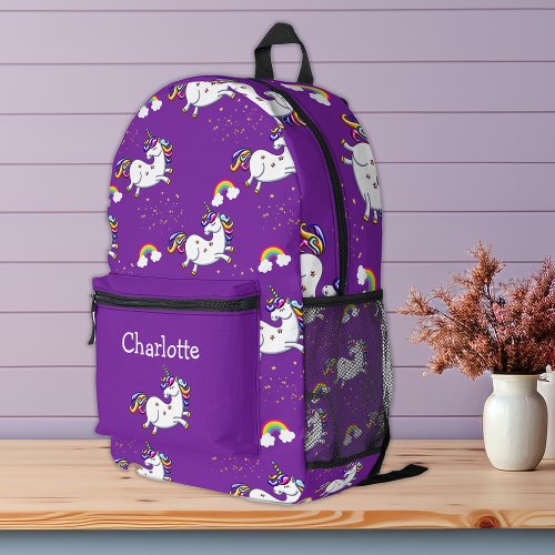 Magical Purple Unicorn Paradise  Printed Backpack