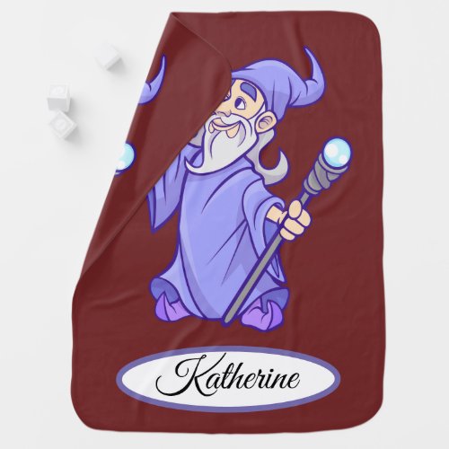 Magical purple wizard magician sorceress baby blanket