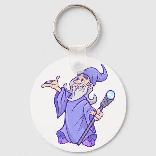 Magical purple wizard magician sorceress keychain