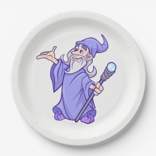 Magical purple wizard magician sorceress paper plates