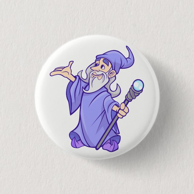 Magical purple wizard magician sorceress pinback button (Front)