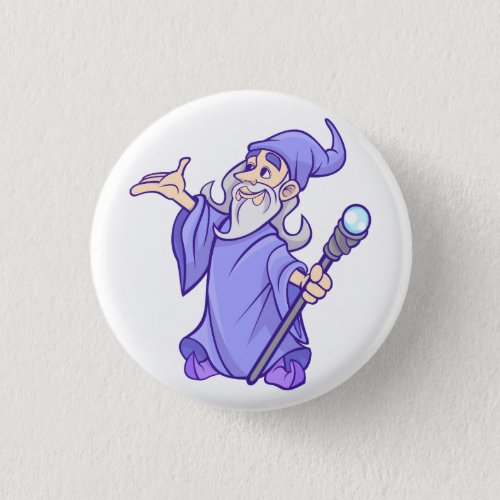 Magical purple wizard magician sorceress pinback button