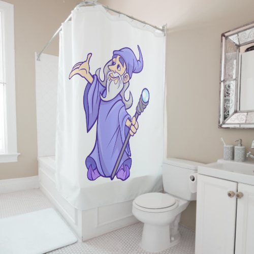 Magical purple wizard magician sorceress shower curtain