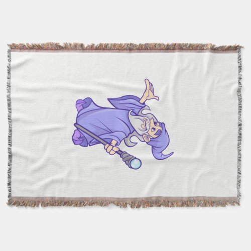 Magical purple wizard magician sorceress throw blanket